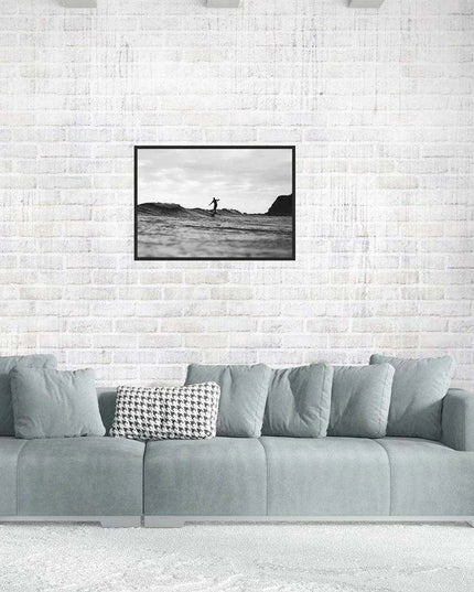 Customizable Black and White California Surf Canvas Art - Chic Beach Home Decor
