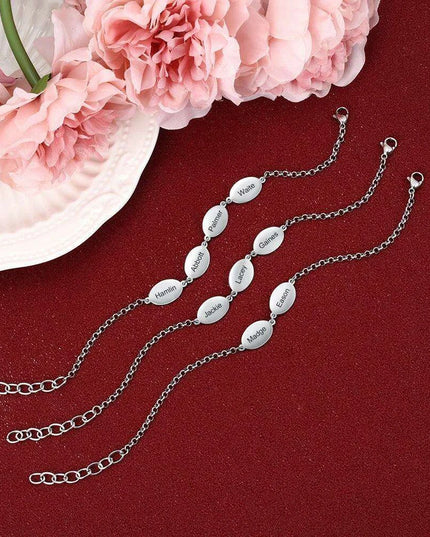 Personalized Engraved Oval Link Bracelets for Couples - Add 2 to 4 Names - Ideal Gift for Friends and Mothers