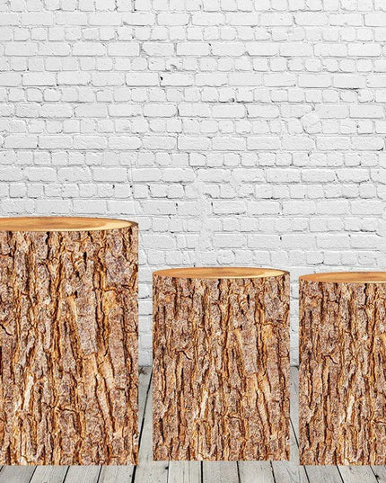 Customizable Wood Bark Elastic Fabric Cylinder Covers for Stunning Dessert Table Decor