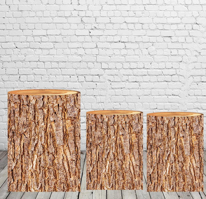 Customizable Wood Bark Elastic Fabric Cylinder Covers for Stunning Dessert Table Decor