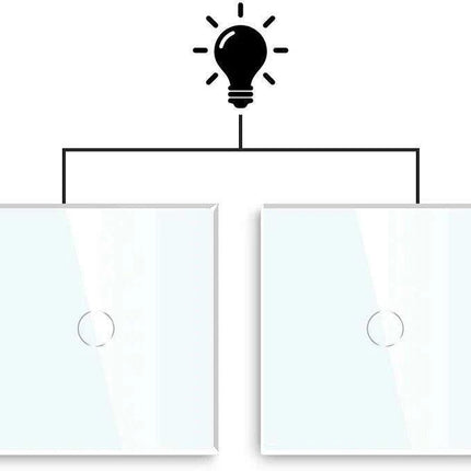 Touch Control Dual Location Stair Light Switch with Crystal Glass Panel in Modern White and Grey