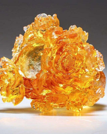 Majestic Noble Purple Tree Peony Glass Vase - Premium Colored Glaze Decor