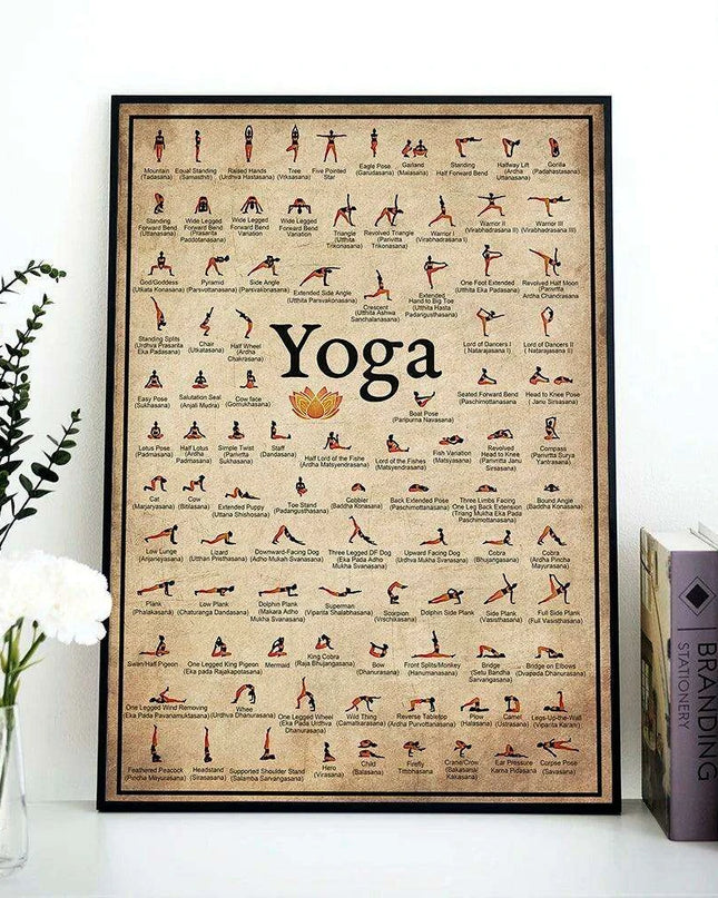 Tranquil Yoga Ashtanga Pose Chart Wall Art Canvas - Premium Zen Home Decor Piece