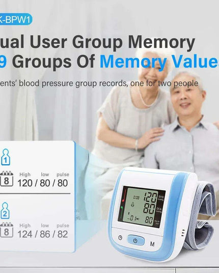 Portable Automatic Wrist Blood Pressure Monitor with Heart Rate Monitoring - Easy-to-Use Design