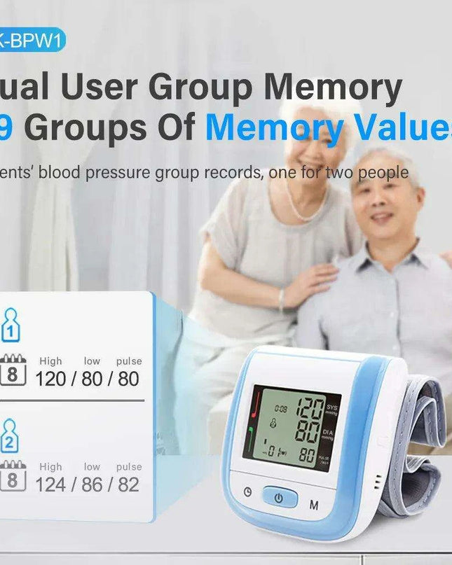 Portable Automatic Wrist Blood Pressure Monitor with Heart Rate Monitoring - Easy-to-Use Design