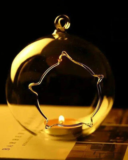 Charming Borosilicate Glass Hanging Candle Holder for Air Plants - Unique Handmade Design