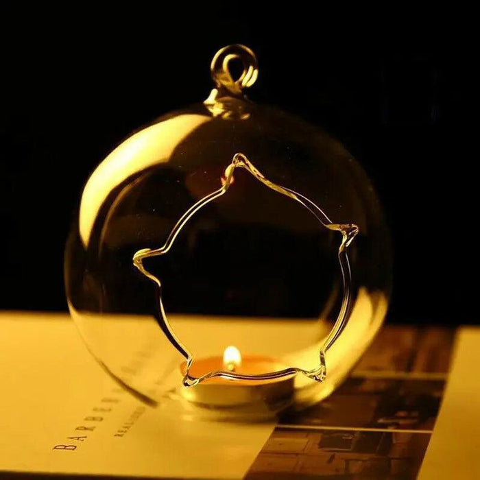Charming Borosilicate Glass Hanging Candle Holder for Air Plants - Unique Handmade Design