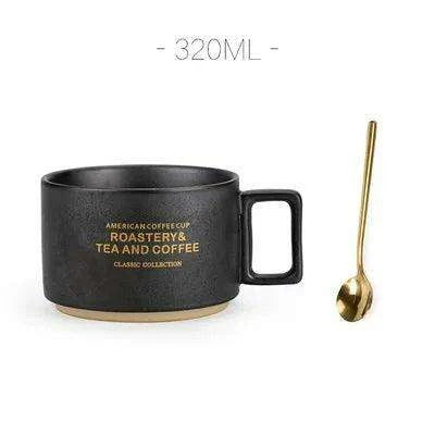 Retro Ceramic Mug and Spoon Set - Charming 320ml Drinkware for a Thoughtful Gift