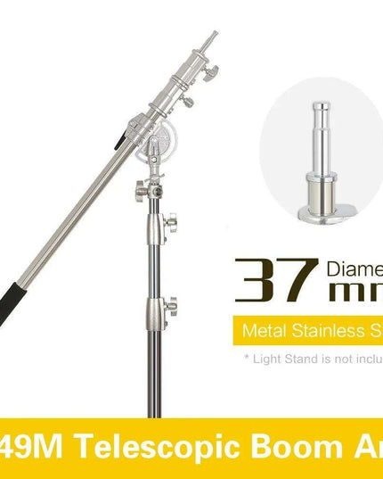 Heavy-Duty 2.49M Stainless Steel Boom Arm Light Stand Kit for Professional Photography