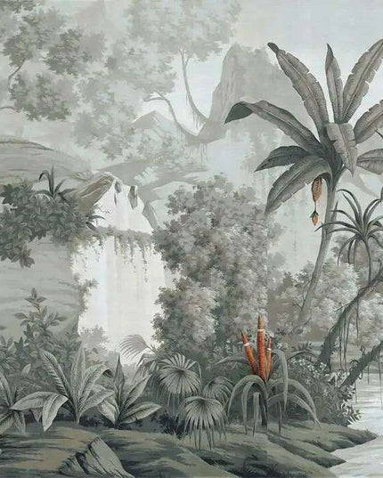 Elegant Monochrome 3D Banana Leaf Wallpaper for Stunning Home Interiors