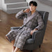 Plush Men's Tartan Kimono Robe - Soft Cotton Loungewear for Autumn & Winter Style, Breathable & Cozy