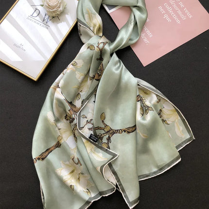 Luxury 100% Silk Floral Scarf for Women – Handmade Long Wrap