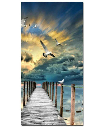 Serene Nordic Coastal Pier Canvas Art