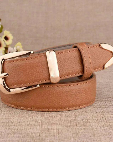 Chic Women's Leather Belt with Gold Buckle - Your Essential Style Upgrade