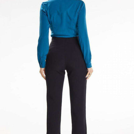 Heart Neckline Buttoned Blouse - Elegant Stand-Up Style - Très Elite