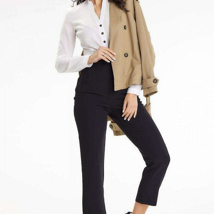 Heart Neckline Buttoned Blouse - Elegant Stand-Up Style - Très Elite