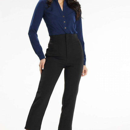 Heart Neckline Buttoned Blouse - Elegant Stand-Up Style - Très Elite