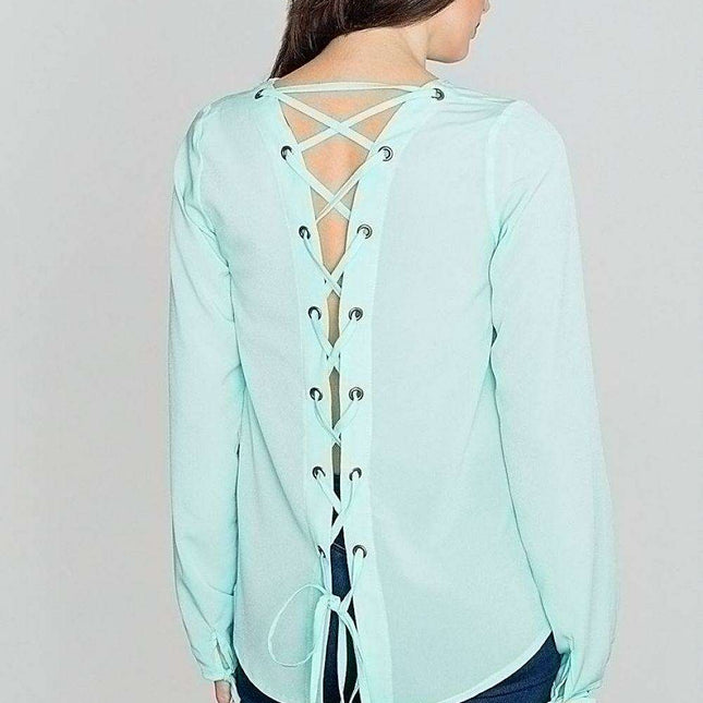 Heartline Tie-Up Chic Blouse - Spandex-Polyester Viscose Blend