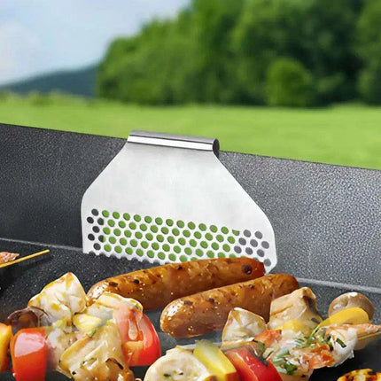 Heat-Resistant Stainless Steel Grease Trap Blocker for Griddles and BBQ Grills - Très Elite