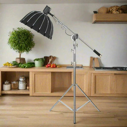 Heavy-Duty 2.49M Stainless Steel Boom Arm Light Stand Kit for Professional Photography - Très Elite