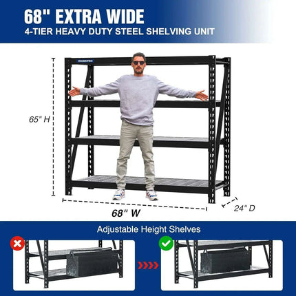 Heavy-Duty 4-Tier Metal Garage Storage Rack - 7200 lbs Load Capacity - Très Elite