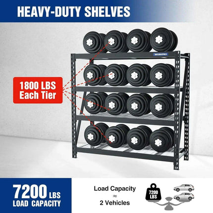 Heavy-Duty 4-Tier Metal Garage Storage Rack - 7200 lbs Load Capacity - Très Elite
