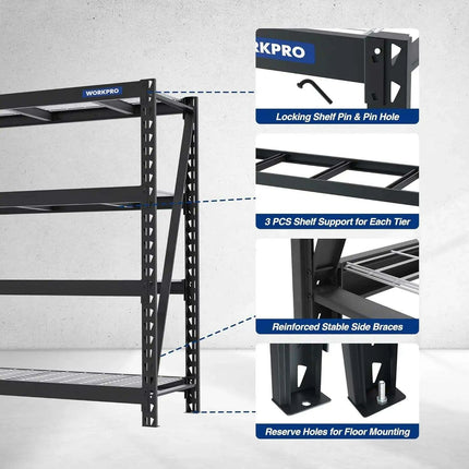 Heavy-Duty 4-Tier Metal Garage Storage Rack - 7200 lbs Load Capacity - Très Elite