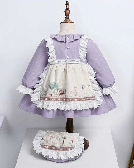 Enchanting 2PCS Vintage Lace Spanish Lolita Princess Dresses for Girls