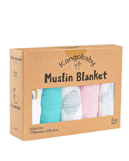 Kangobaby Luxurious 5-Piece Baby Blanket Set - Soft Bamboo Cotton Comfort for Your Baby