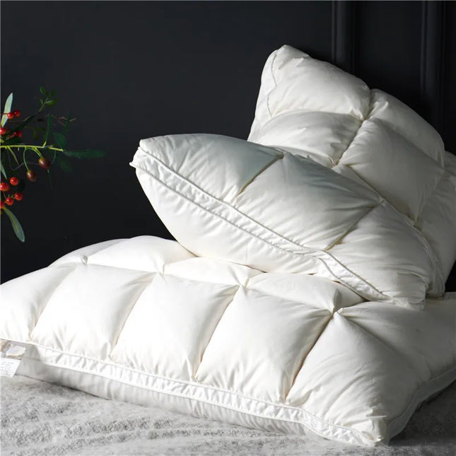 Premium Goose Down Pillows — 100% Cotton Downproof Cover, Hotel-Soft Comfort