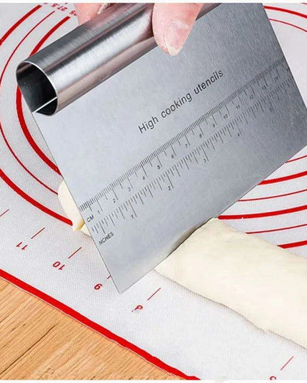 Stainless Steel Dough Scraper & Pastry Tool Set with Integrated Measuring Scale for Precision Baking