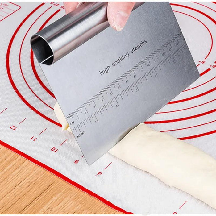 Stainless Steel Dough Scraper & Pastry Tool Set with Integrated Measuring Scale for Precision Baking