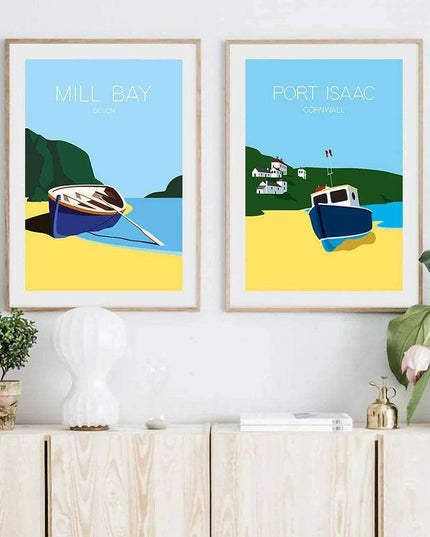 Nautical Bliss: Retro Fishing Boat Canvas Print for Coastal Home Aesthetics