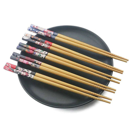 Elegant Handcrafted Bamboo Chopstick Set - 5 Pairs, 23.5cm Natural Wood for Sushi & Noodles
