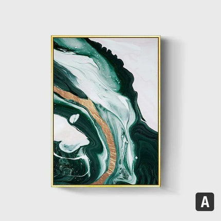 Sophisticated Green and Gold Foil Abstract Canvas Artwork for Chic Home Interiors