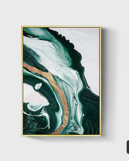 Sophisticated Green and Gold Foil Abstract Canvas Artwork for Chic Home Interiors
