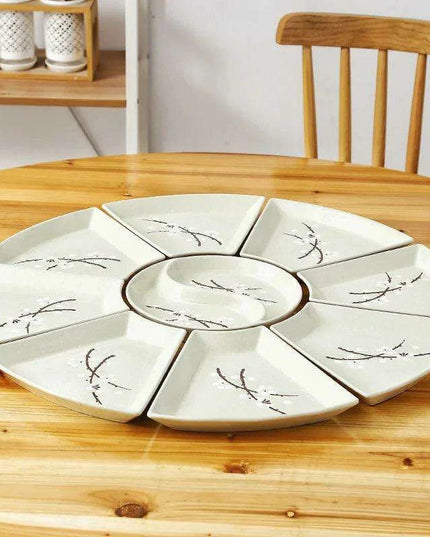 Artisan Hand-Painted Japanese Ceramic Dining Set with Elegant Platter and Bowl