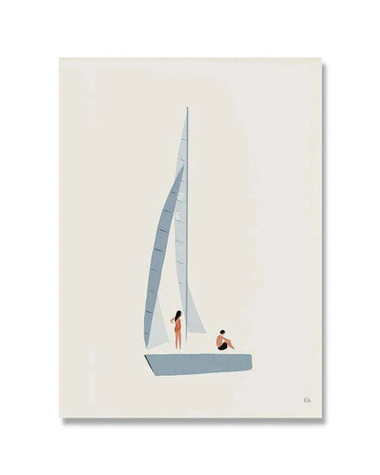Serene Coastal Sailboat Canvas Art - Minimalist Nursery Decor for Calm Spaces