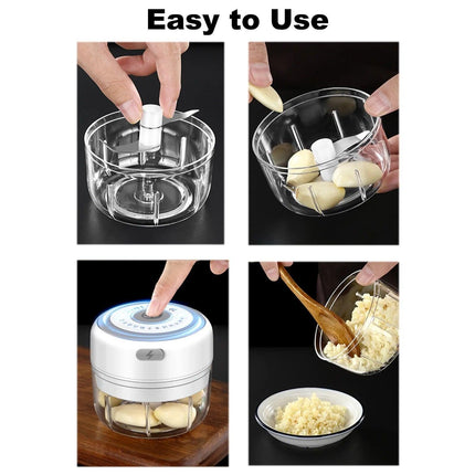 Compact Electric Garlic Chopper with Quick-Slice Technology and Adjustable Capacity