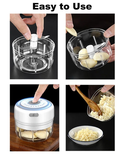 Compact Electric Garlic Chopper with Quick-Slice Technology and Adjustable Capacity