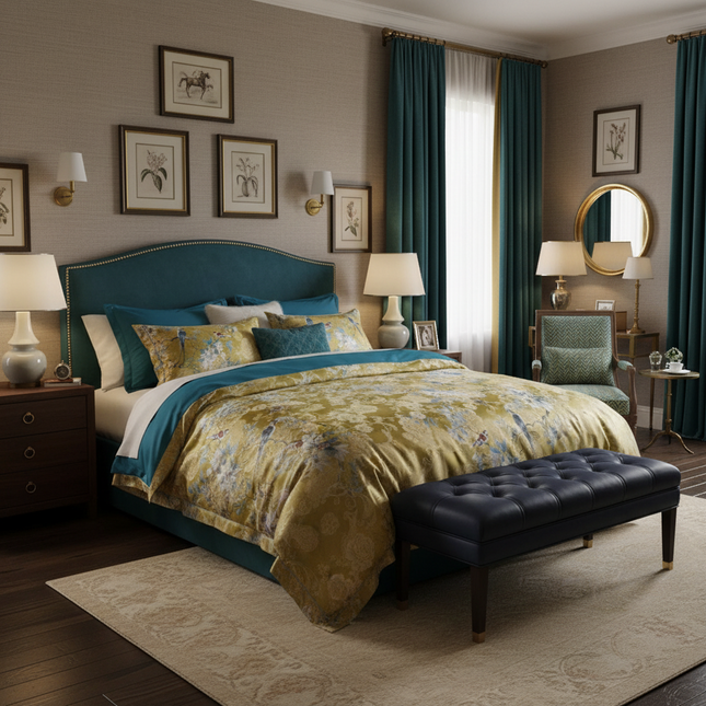 Vintage Birds & Blossom Duvet Cover Set – 4 Piece Luxury Bedding