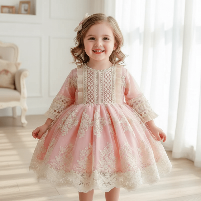 Charming 3-Piece Autumn Spanish Lolita Princess Lace Dress Set for Girls 12M-6T