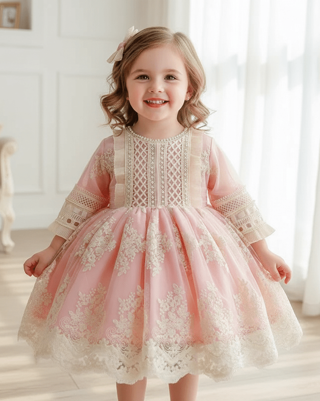 Charming 3-Piece Autumn Spanish Lolita Princess Lace Dress Set for Girls 12M-6T