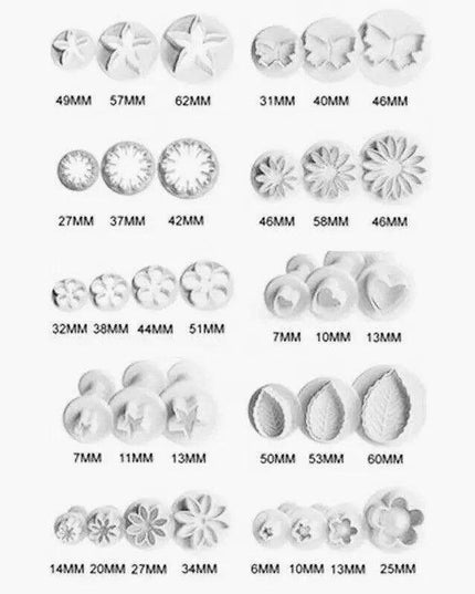 Fondant Fantasy: 33-Piece Plunger Set for Sugarcraft Excellence