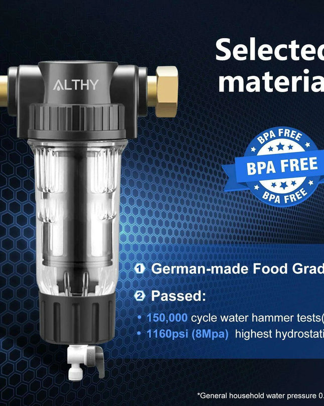 Whole House Water Filtration System with Stainless Steel Mesh - Low Maintenance Solution by ALTHY AL-PRE1