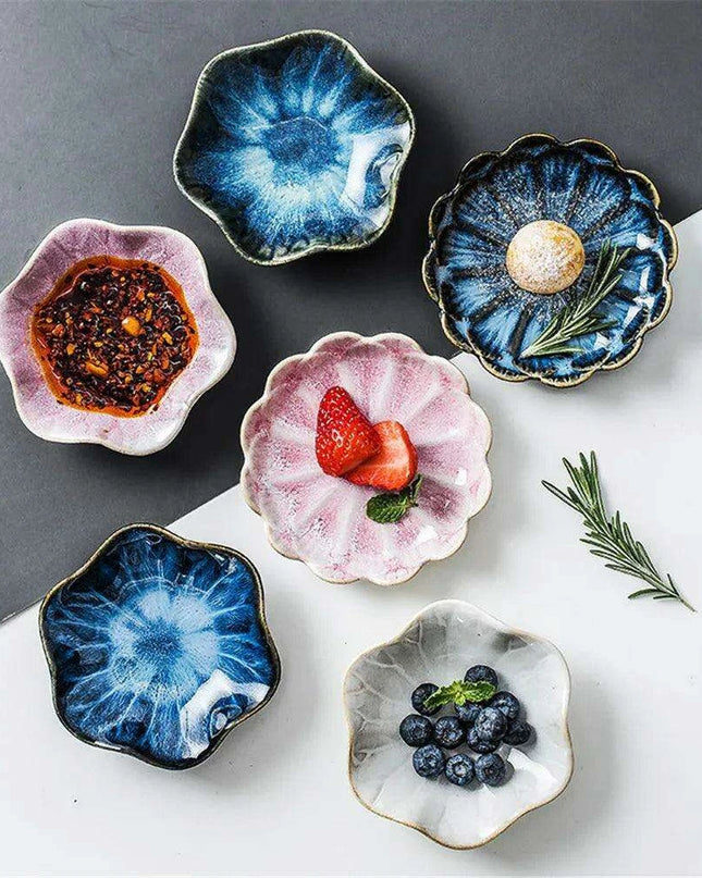 Elegant Japanese Floral Ceramic Sauce Bowl - Perfect for Dipping and Condiment Serving