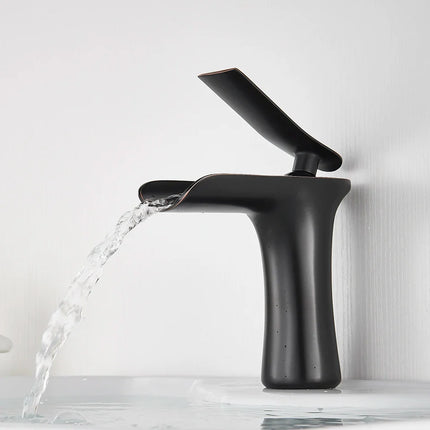 Antique Brass Waterfall Basin Faucet | Single Handle, Sleek De