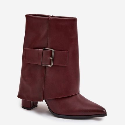 Folded Shaft Ankle Boots 222489 With Pointed Toes Eco Leather Warm Lining - Très Elite