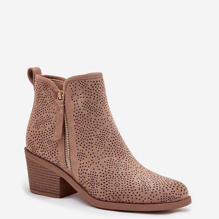 S.Barski Women's Cowboy Ankle Boots 222514 Almond Toe Block Heel - Très Elite
