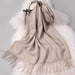 Elegant Tassel-Trimmed Lamb Wool Wrap - Luxe Winter Scarf for Fashionable Warmth